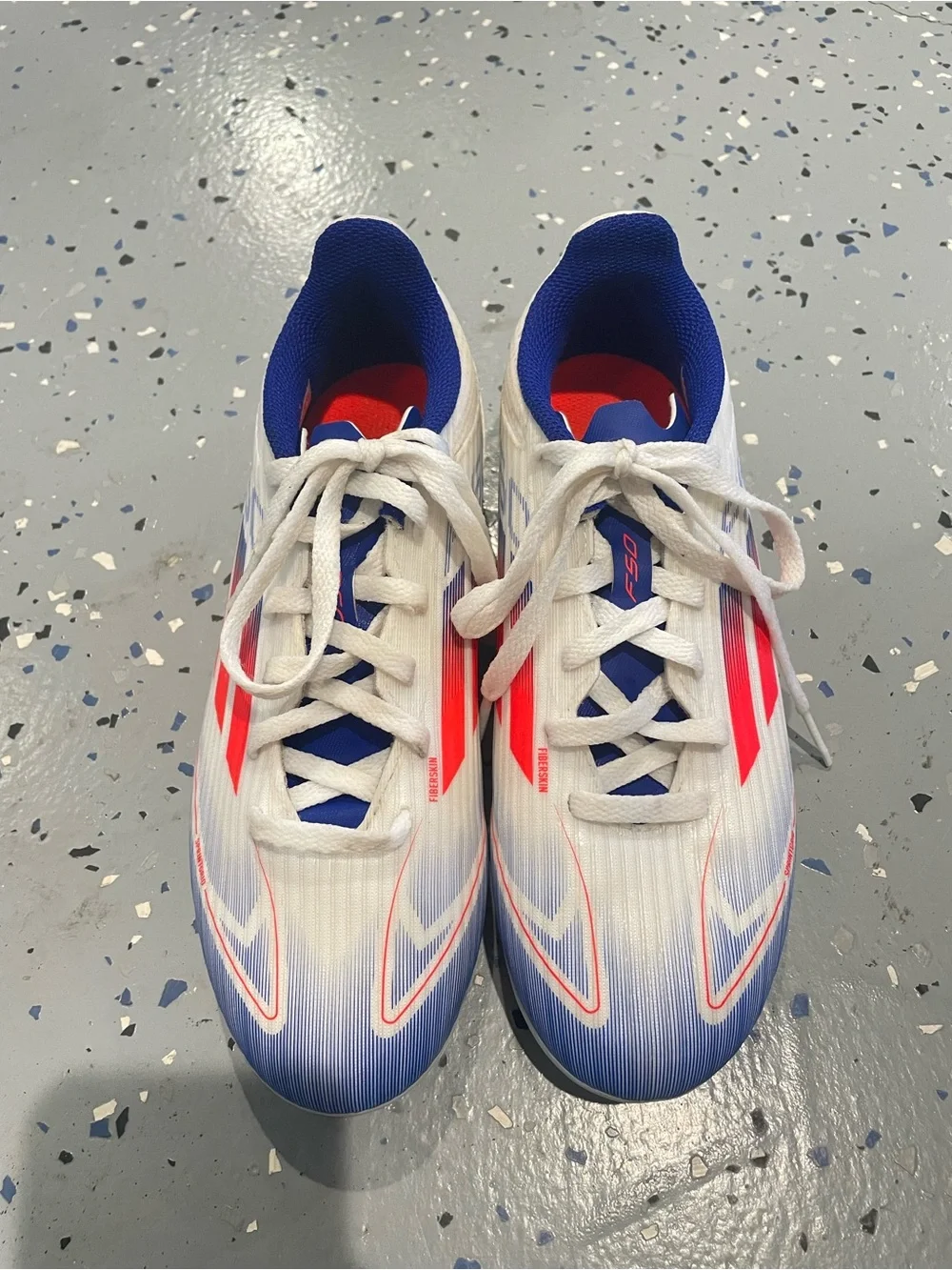 Youth Athletic Sneakers in White, Blue & Red - Lightweight Kids Shoes